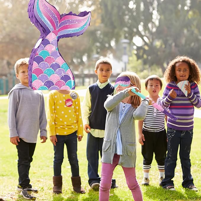 Mermaid Tail Pinata Glitter with Stick Blindfold Mermaid Birthday