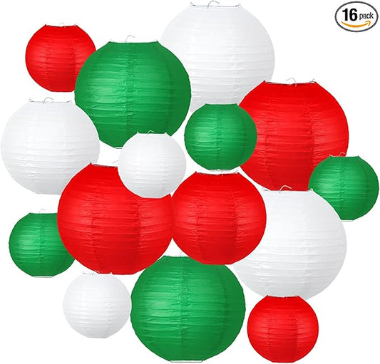 Christmas Party Decorations Red White Green Hanging Paper for Xmas