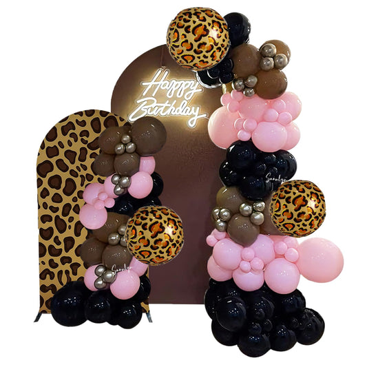 Soonlyn Cheetah Print Balloon Arch Kit,150pcs Pink Black Brown