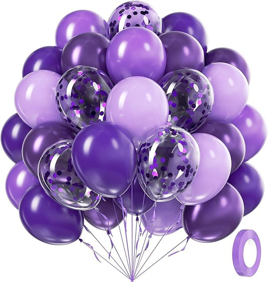 60pcs Purple Balloons 12inch with Metallic Pastel Dark Purple