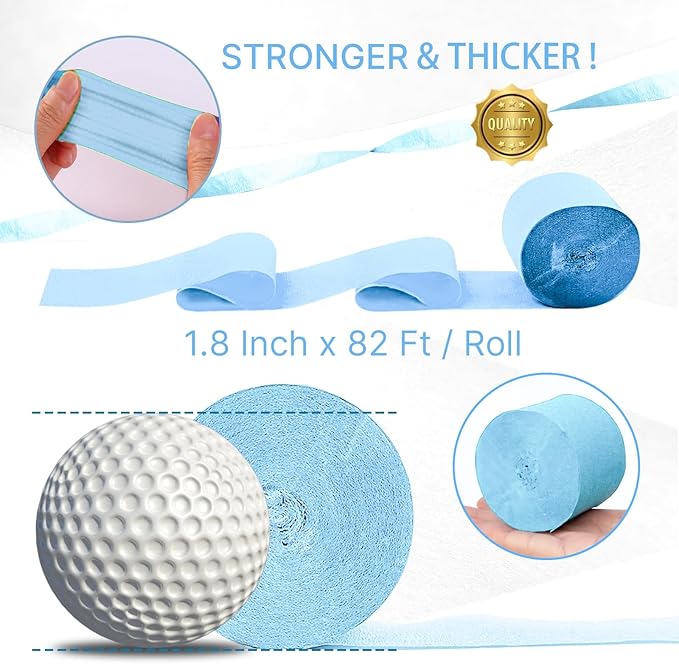 Blue Crepe Paper Streamers 4pcs 328ft Pack of Pearl Blue