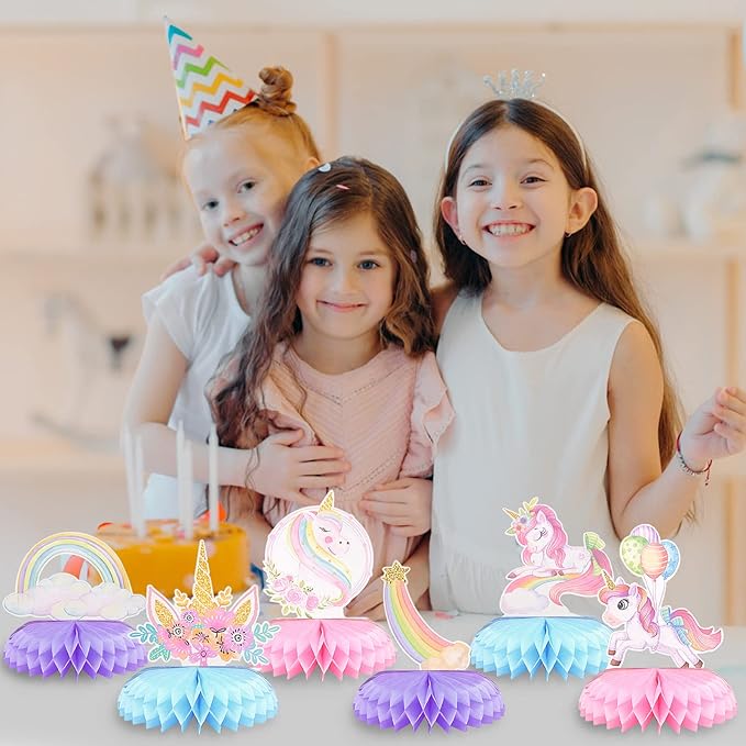 9 PCS Unicorn Party Honeycomb Centerpieces Decorations Party Table