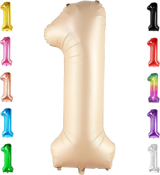 Giant 1 Balloon Number - 40 Inch Beige | Number One Balloon