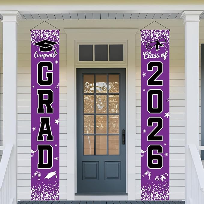 Graduation Decorations 2026 Purple Set, Congrats Grad Decor Set with