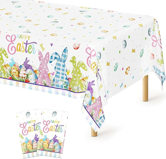 2 Pack Easter Tablecloth, 54" x 108" Easter Decorations, Rectangular