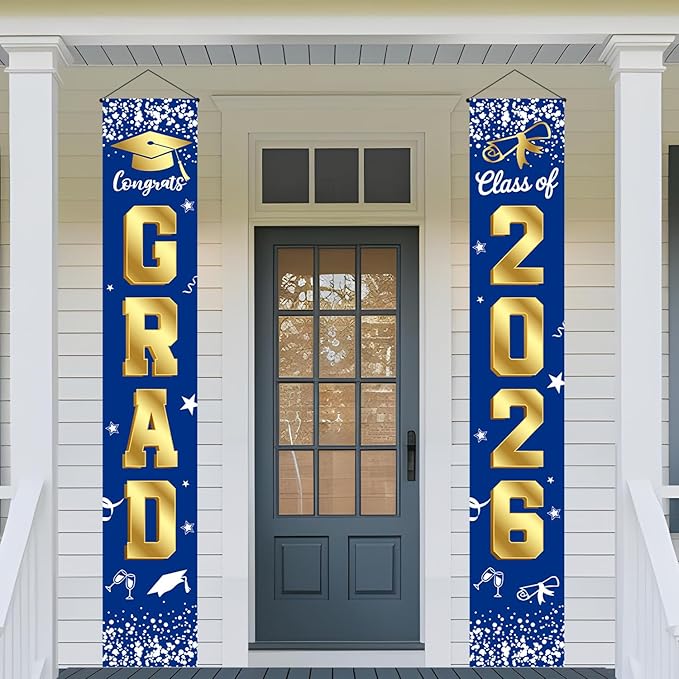 Graduation Decorations 2026 Blue and Gold Set, Congrats Grad Decor