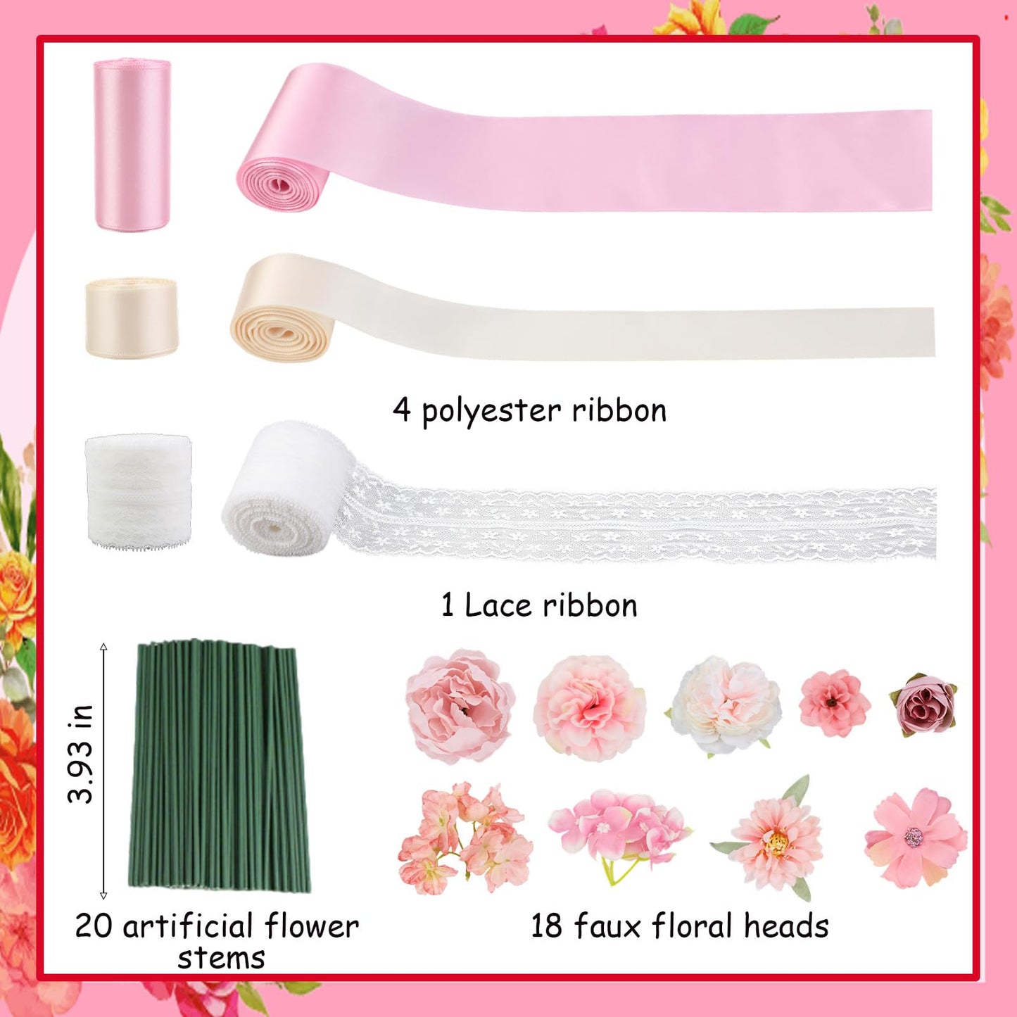 Cheerupp Pink Floral Theme Diaper Cake Decorations for Baby Shower