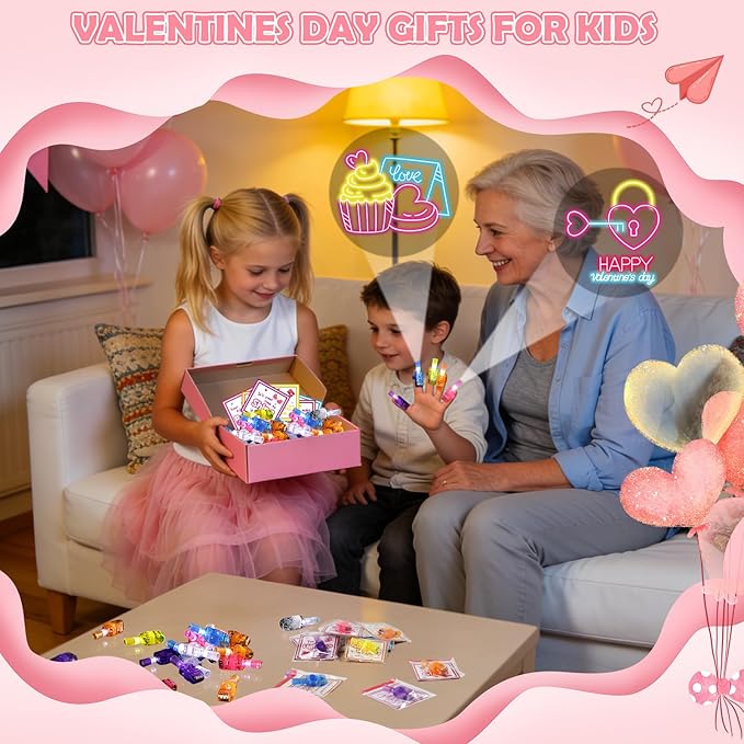 36 Pack Valentines Day Gifts for Kids Classroom LED Finger Lights