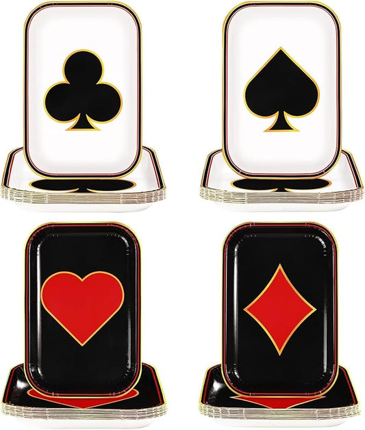 60Pcs Poker Party Paper Plates 10 x 6.5 Poker Disposable Paper