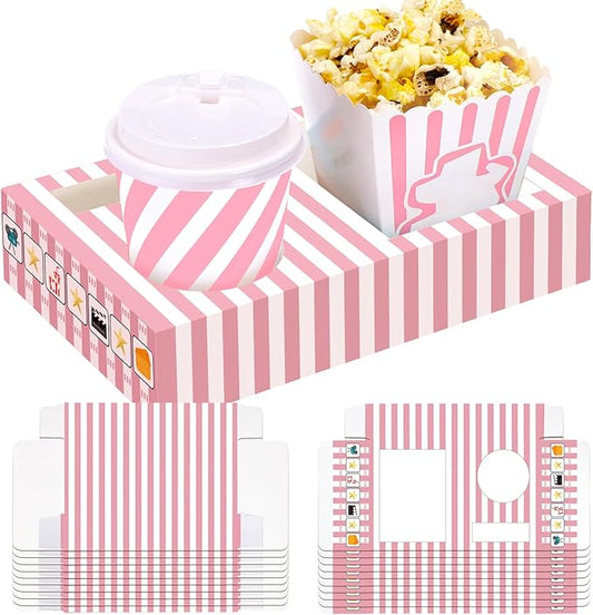 20 Pcs Pink Movie Night Supplies Movie Night Paper Snack Trays