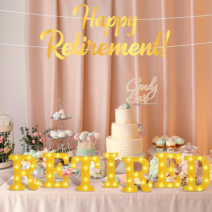 7 Pcs Retired Large LED Letter Sign LED Lights Battery Powered Table