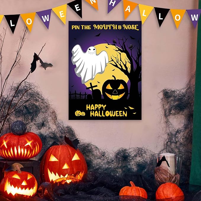 Halloween Party Games, Pin The Mouth on Ghost Halloween Party