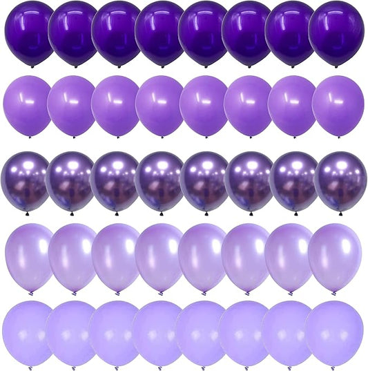 Purple Balloons, 60 Packs 12 Inch Metallic Chrome Pearl Macaron