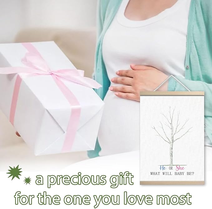 Gender Reveal Decorations Fingerprint Tree Canvas Paintings Decor #2