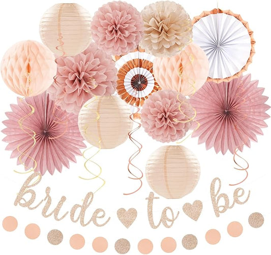 Blush Pink Rose Gold Bridal Shower Party Decorations 21pcs Bride