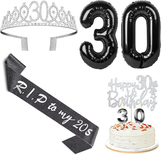 RIP to My 20s Birthday Decorations with 30th Birthday Crown RIP to