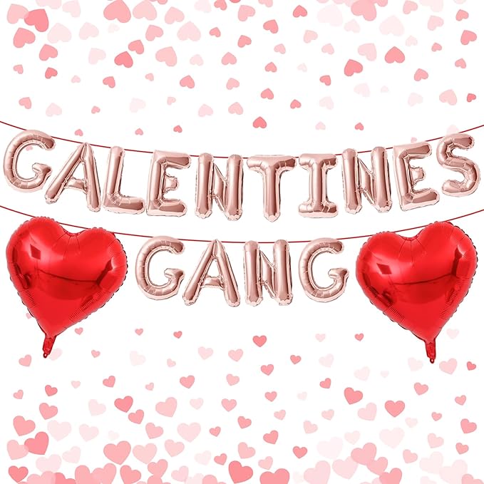 Galentines Day Balloons Banner 16 Inch Rose Gold Galentines Gang