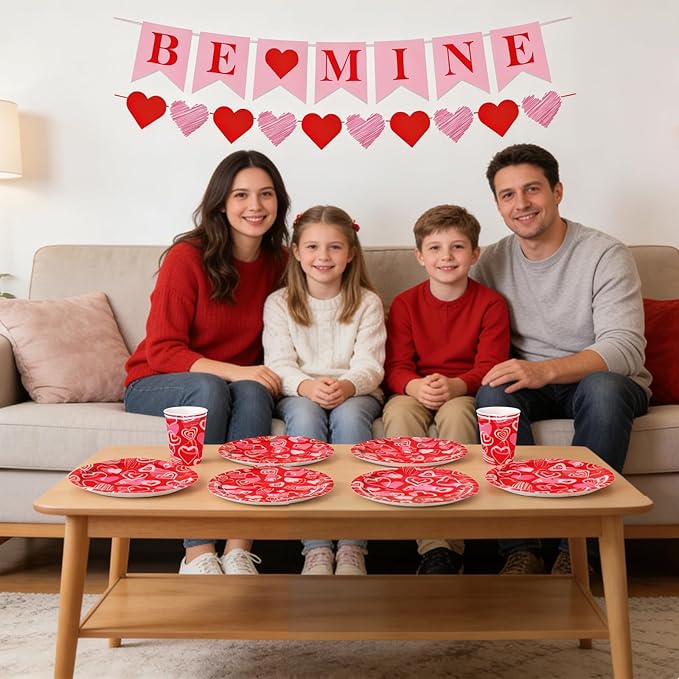 Valentine's Day Party Supplies Serve 24 97 Pcs Hot Heart Love
