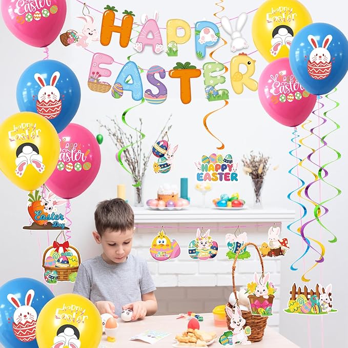 Easter Decorations for Home with Happy Easter Banner Easter Decor
