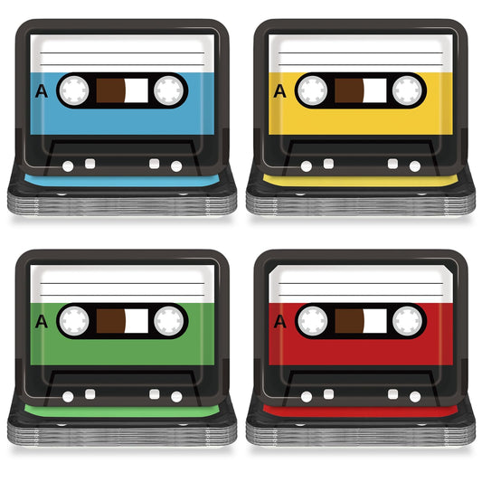 40PCS Cassette Tape Plates 70s 80s 90s Party Decorations 10 x 7 Inch