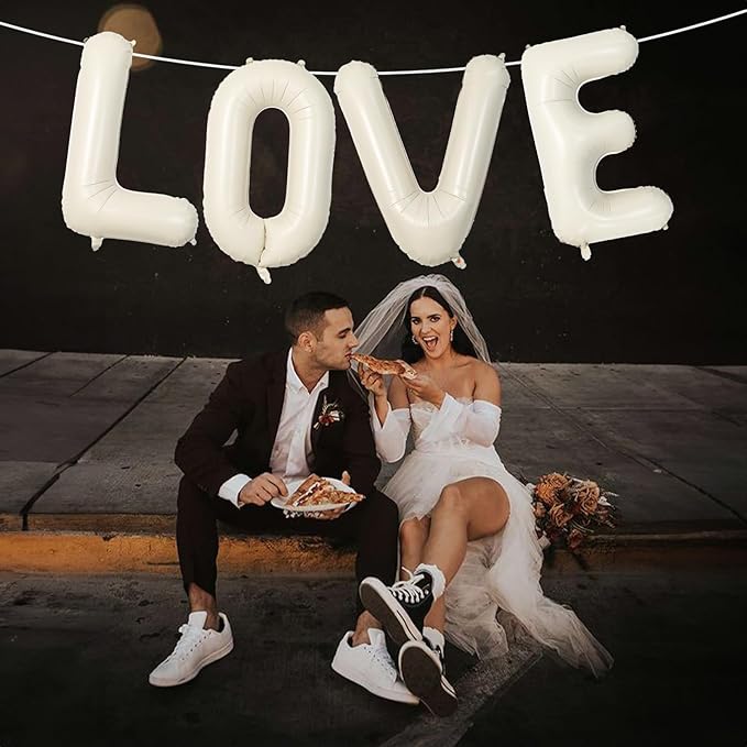 40 Inch Cream White Sand Love Balloons - Letter for Valentines Day,