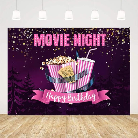 7x5ft Cinema Movie Night Theme Photography Backdrop for Birthday