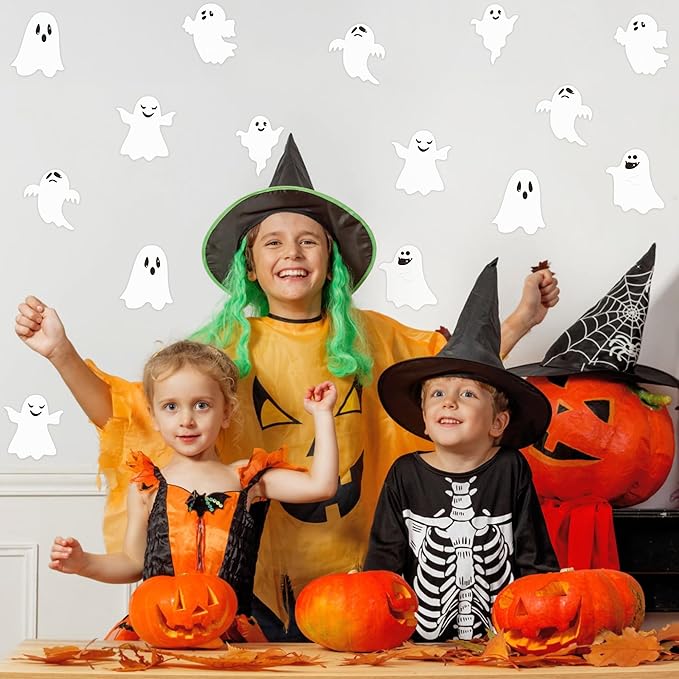 Halloween Glitter Ghost Cutouts 100Pcs Cute Ghost Glitter Paper Cut