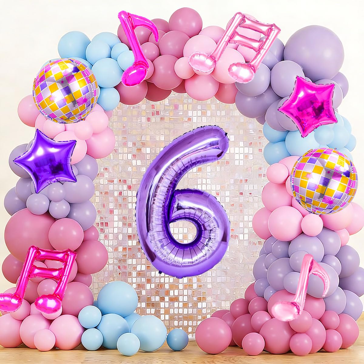 9Pcs Kpop Birthday Decorations - Kpop Music Balloons Hot Pink Music