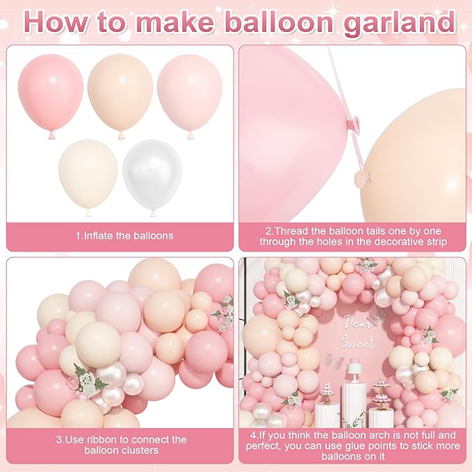 Ouddy Life 157 Pcs Pink Balloons Arch Garland Kit, Light Pastle Pink