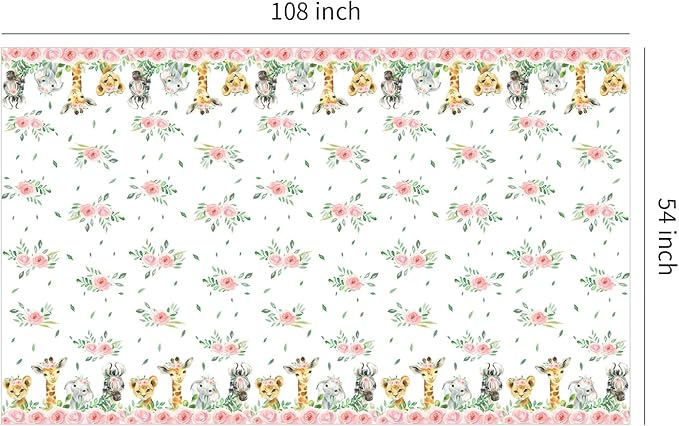 Safari Tablecloth for Girls Disposable Jungle Party Tablecover