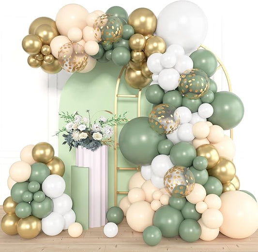 Amandir 153pcs Sage Green Balloon Garland Arch Kit, Different Sizes