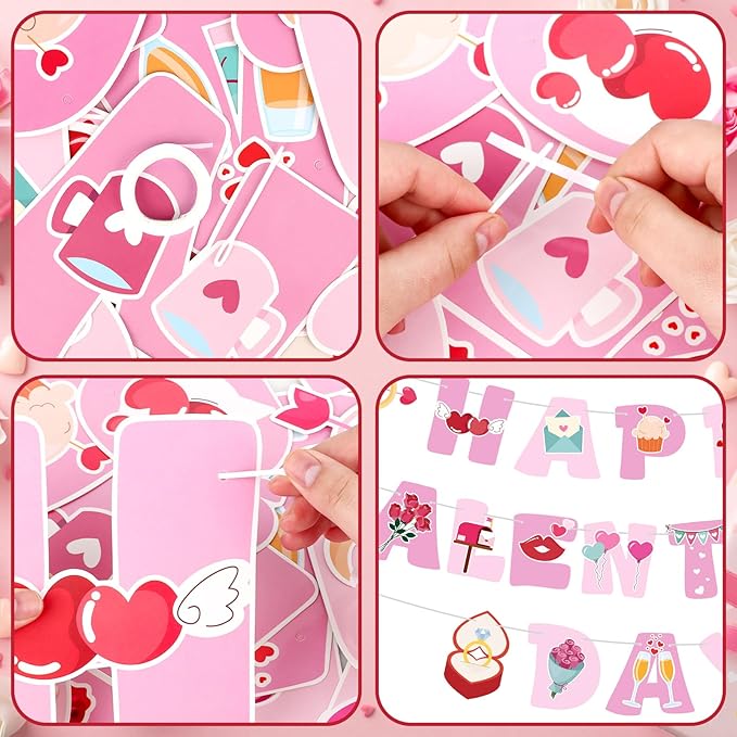 Happy Galentine's Day Banner Pink Galentine’s Day Garlands