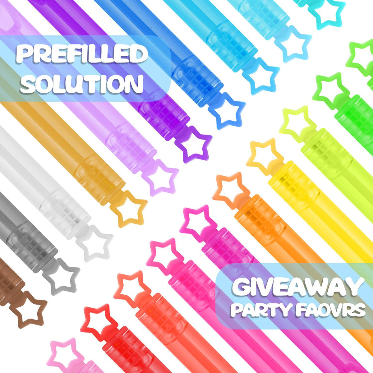 200 Pcs 20 Colors Mini Star Bubble Wand Bulk in Gift Box, Neon Bubbles