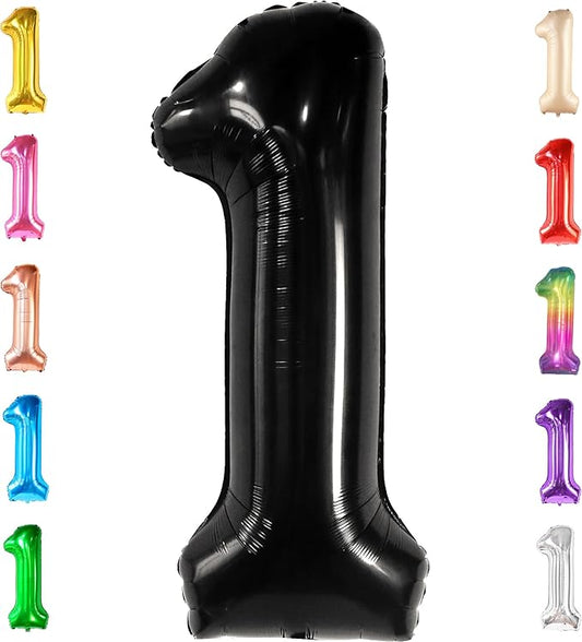 Large Black Number 1 Balloon - 40 Inch | Mylar Foil Balloon