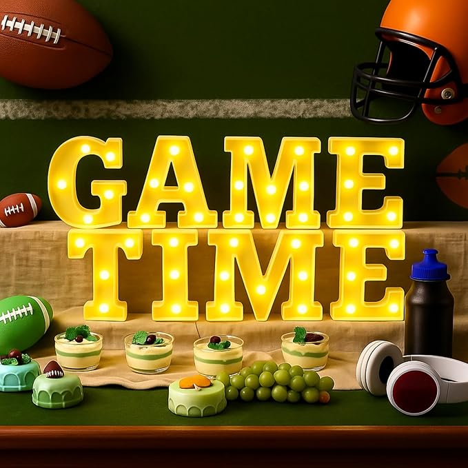 8 Pcs Game Time Football Party Decorations Game Time LED Lights up