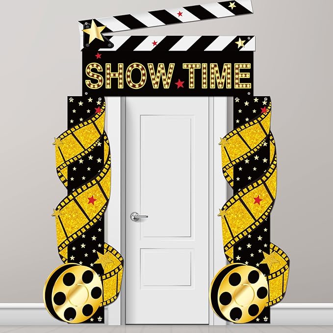 3 Pcs Casino Movie Night Porch Sign Banner Movie Theater Theme Party