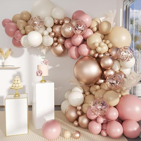 Boho Balloon Garland Arch Kit 156Pcs Dusty Pink Pastel Brown