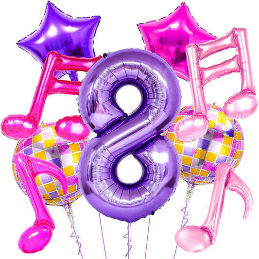 9Pcs Kpop Birthday Decorations - Kpop Music Balloons Hot Pink Mus 8
