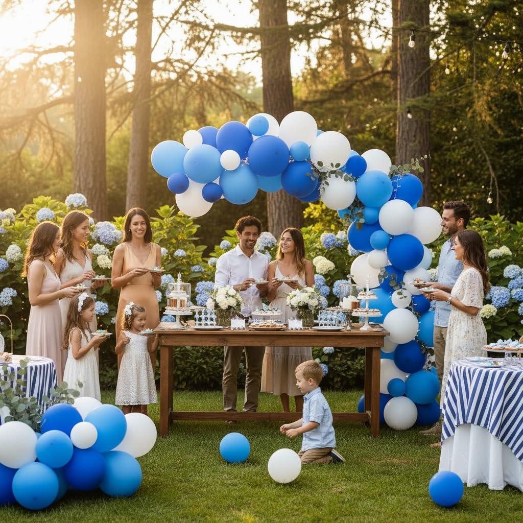 KADBANER White Blue Light blue Balloons,100 Pack 12 Inch Latex