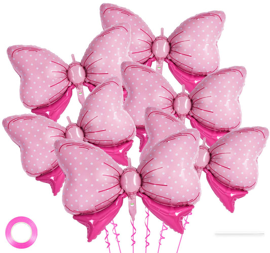 6 Pcs Pink Bow Balloons for Girls, 35 Inch Bow Foil Balloons,Bows