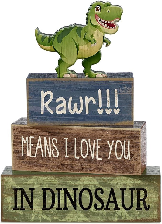 4 Pcs Dinosaur Table Decorations Wooden Dinosaur Decor Dino Safari