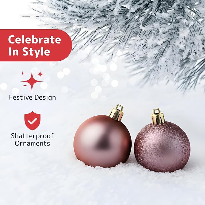 36-Pieces Champagne Christmas Ornaments Set - Shatterproof