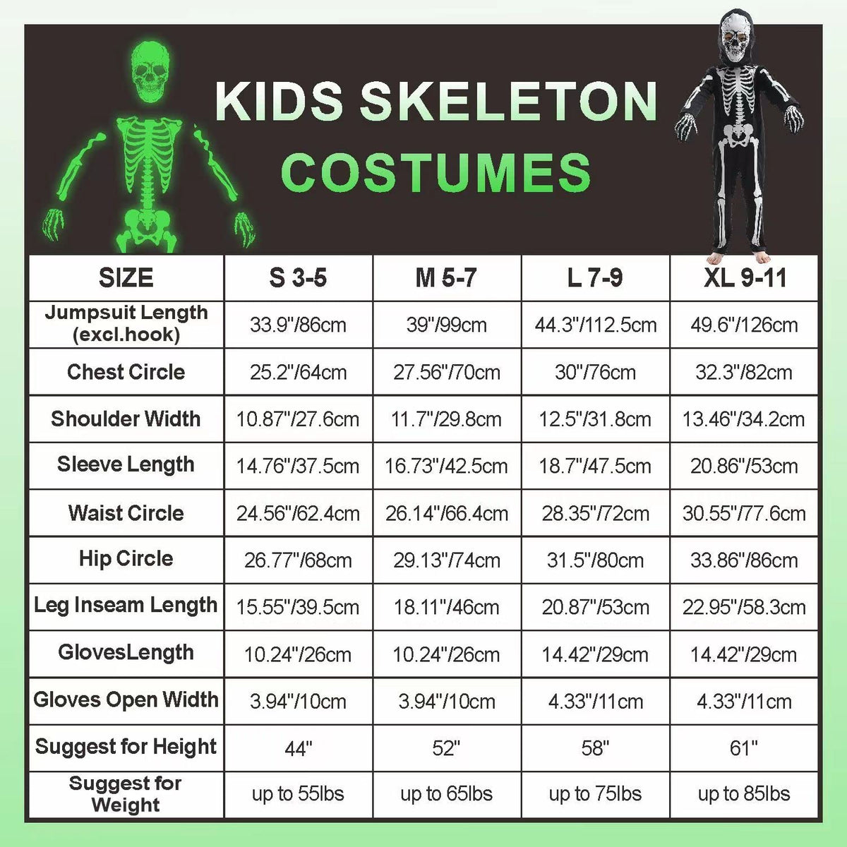 Sincere Party Glow In the Dark Skeleton White Bones Skeleton Costume
