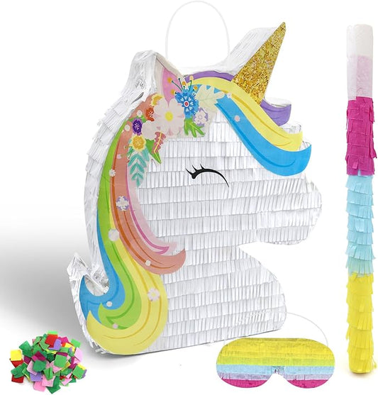 Unicorn Piñata Party Supplies Piñata Bundle with Blindfold and Bat