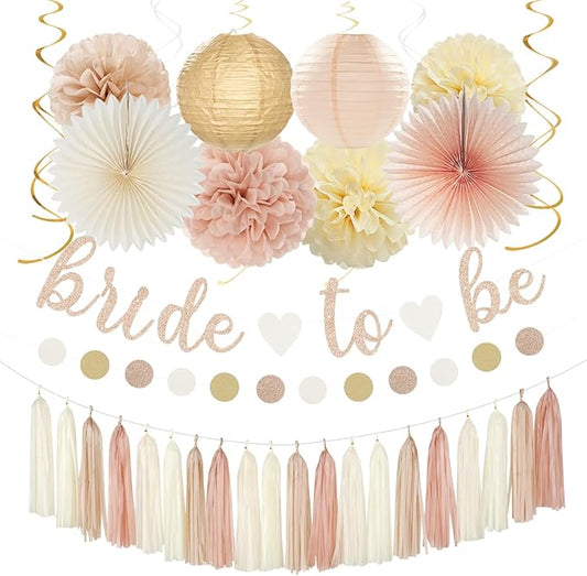 Champagne Gold Beige Fall Bridal Shower Party Decorations 36pcs