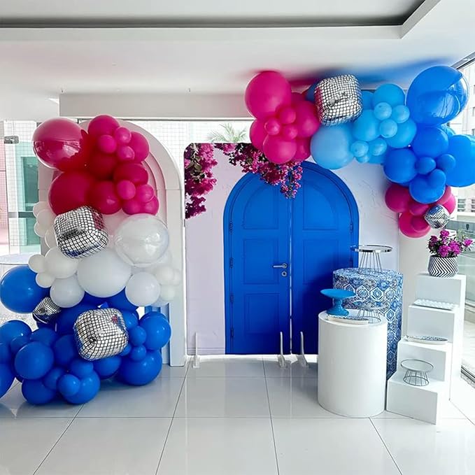 Pink Blue White Balloons, 12 Inch Royal Blue Hot Pink Fuchsia Pearl