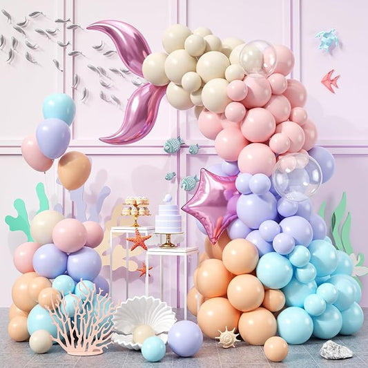 Mermaid Themed Balloons Garland Arch Kit 150Pcs for Sea Princess