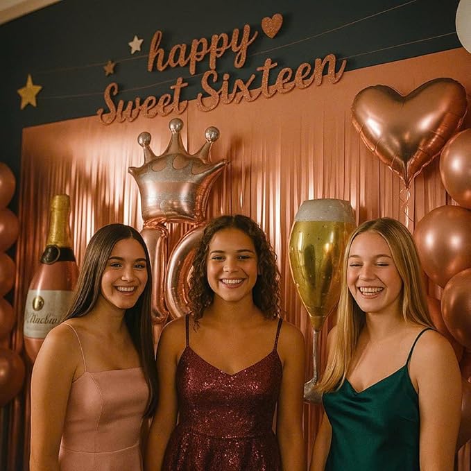 16th Birthday Decorations for Girls Rose Gold Party Supplies Kit