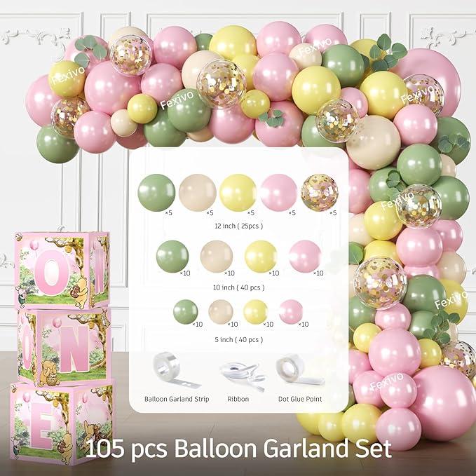 273 PCS Bear 1st Birthday Decorations All in One Baby Girl 1st