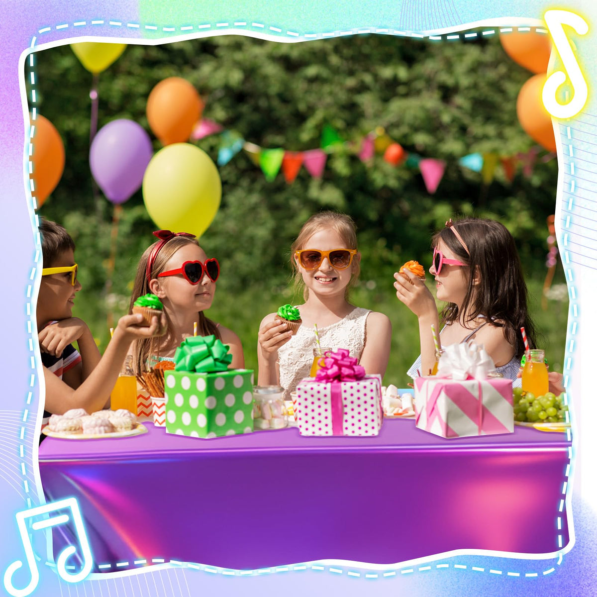 6 Pcs Kpop Theme Party Purple & Pink & Silver Iridescent Party